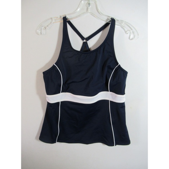 Lands' End Other - Lands End Tank Swim Top Women Size 12 Navy Blue Wireless Tankini Swimsuit